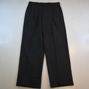 Roundtree Yorke 32x32 Gray 100% Wool Pleated Cuffed High Waist Dress Mens Pants